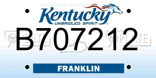 B707212 Kentucky License Plate