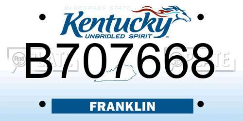 B707668 Kentucky License Plate