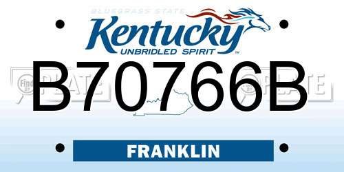B70766B Kentucky License Plate