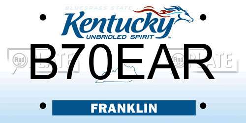 B70EAR Kentucky License Plate