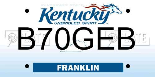 B70GEB Kentucky License Plate