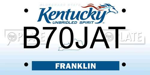 B70JAT Kentucky License Plate