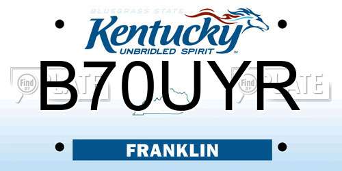 B70UYR Kentucky License Plate