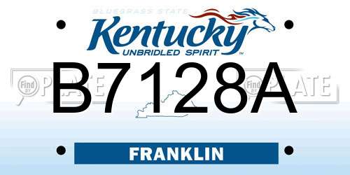 B7128A Kentucky License Plate