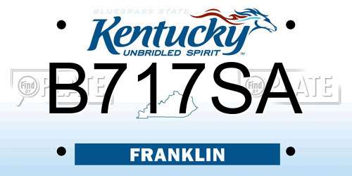 B717SA Kentucky License Plate