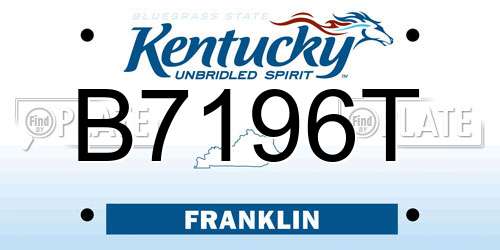 B7196T Kentucky License Plate