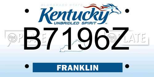 B7196Z Kentucky License Plate