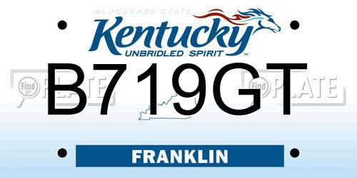 B719GT Kentucky License Plate