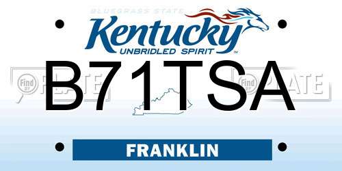 B71TSA Kentucky License Plate