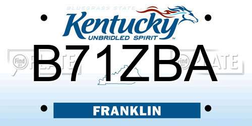 B71ZBA Kentucky License Plate