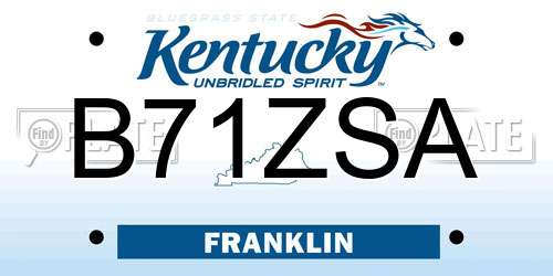 B71ZSA Kentucky License Plate