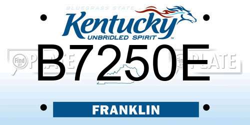 B7250E Kentucky License Plate
