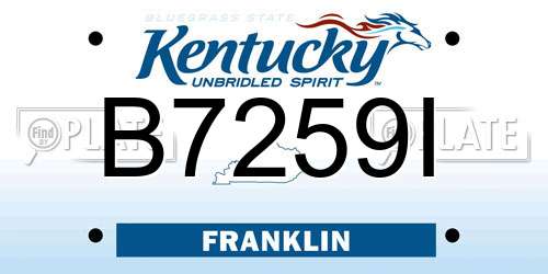B7259I Kentucky License Plate