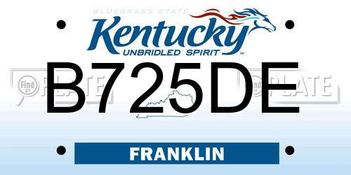 B725DE Kentucky License Plate