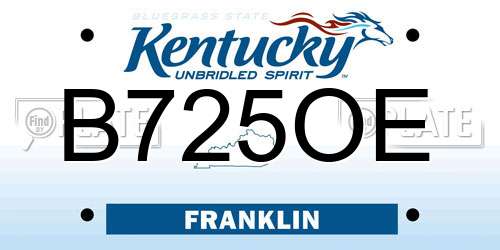 B725OE Kentucky License Plate