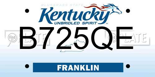 B725QE Kentucky License Plate