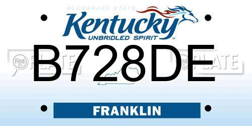 B728DE Kentucky License Plate