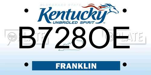 B728OE Kentucky License Plate