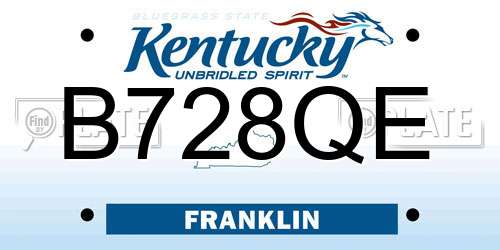 B728QE Kentucky License Plate