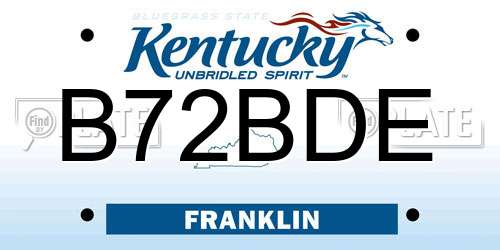 B72BDE Kentucky License Plate