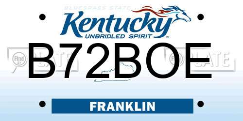 B72BOE Kentucky License Plate