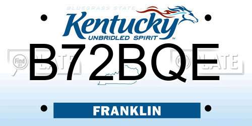 B72BQE Kentucky License Plate