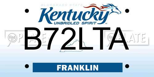 B72LTA Kentucky License Plate