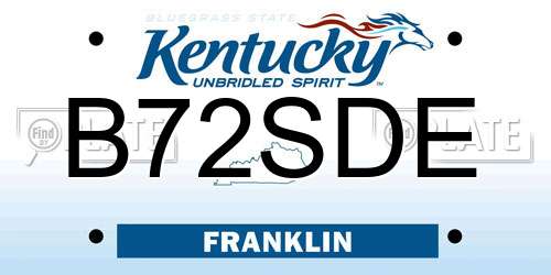 B72SDE Kentucky License Plate