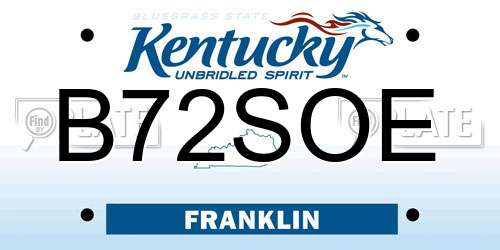 B72SOE Kentucky License Plate