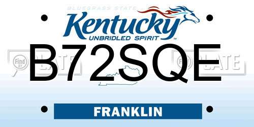 B72SQE Kentucky License Plate