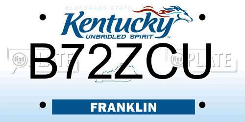 B72ZCU Kentucky License Plate