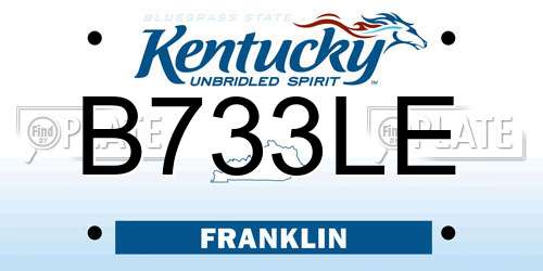 B733LE Kentucky License Plate