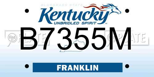 B7355M Kentucky License Plate