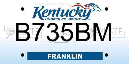B735BM Kentucky License Plate