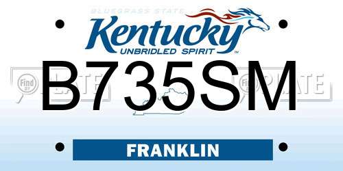 B735SM Kentucky License Plate