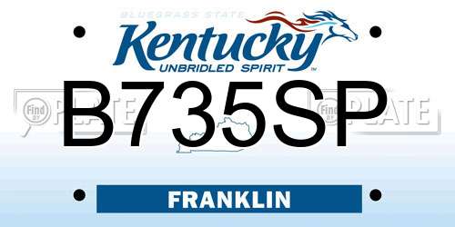 B735SP Kentucky License Plate