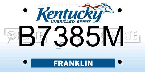 B7385M Kentucky License Plate