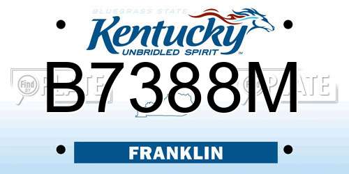 B7388M Kentucky License Plate
