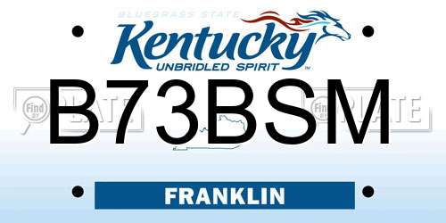 B73BSM Kentucky License Plate
