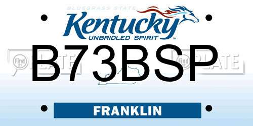 B73BSP Kentucky License Plate