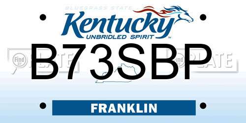 B73SBP Kentucky License Plate
