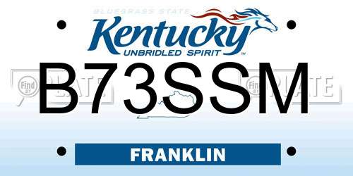 B73SSM Kentucky License Plate