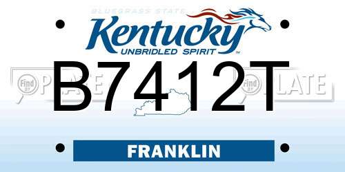 B7412T Kentucky License Plate