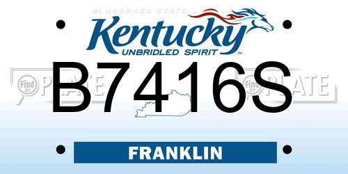 B7416S Kentucky License Plate