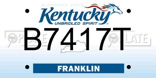 B7417T Kentucky License Plate