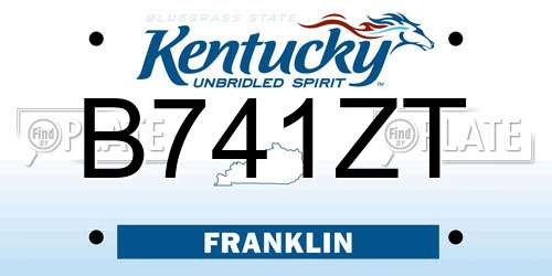 B741ZT Kentucky License Plate