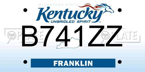 B741ZZ Kentucky License Plate