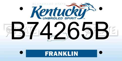 B74265B Kentucky License Plate