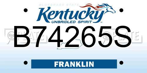 B74265S Kentucky License Plate