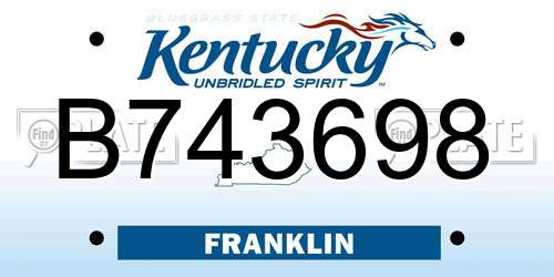 B743698 Kentucky License Plate